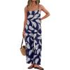 image:imageIWOLLENCE Womens 2 Piece Sets Spaghetti Strappy Tank Top and Long Pant with Pockets Lounge Matching Sets Beach VacationFpblue Palm