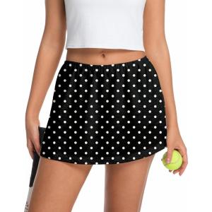 image:imageIWOLLENCE Womens Mini Skirt with Shorts Underneath Casual Summer Short Skirts Cute A Line SkortsPd Black
