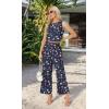 image:imageIWOLLENCE Womens Summer 2 Piece Outfits Set Round neck Sleeveless Tank Crop Top Wide Leg pants Set Pockets JumpsuitsB Blue Pink Wh Flower