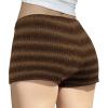 image:imageIWOLLENCE Womens Striped Micro Shorts Knit Low Rise Y2K Going Out Mini Shorts Casual Short LoungewearStcoffee Black