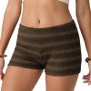 image:imageIWOLLENCE Womens Striped Micro Shorts Knit Low Rise Y2K Going Out Mini Shorts Casual Short LoungewearStcoffee Black