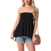image:imageIWOLLENCE Womens Tube Tops Flowy Pleated Strapless Top Long Sleeveless Bandeau Tanks Cute Beach Coverups SummerC Black