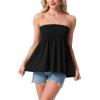 image:imageIWOLLENCE Womens Tube Tops Flowy Pleated Strapless Top Long Sleeveless Bandeau Tanks Cute Beach Coverups SummerC Black