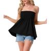 image:imageIWOLLENCE Womens Tube Tops Flowy Pleated Strapless Top Long Sleeveless Bandeau Tanks Cute Beach Coverups SummerC Black