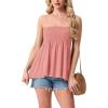 image:imageIWOLLENCE Womens Tube Tops Flowy Pleated Strapless Top Long Sleeveless Bandeau Tanks Cute Beach Coverups SummerC Coral