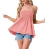 image:imageIWOLLENCE Womens Tube Tops Flowy Pleated Strapless Top Long Sleeveless Bandeau Tanks Cute Beach Coverups SummerC Coral