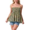 image:imageIWOLLENCE Womens Tube Tops Flowy Pleated Strapless Top Long Sleeveless Bandeau Tanks Cute Beach Coverups SummerFp Black Yellow Floral
