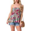 image:imageIWOLLENCE Womens Tube Tops Flowy Pleated Strapless Top Long Sleeveless Bandeau Tanks Cute Beach Coverups SummerFp Coloful Flower