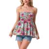 image:imageIWOLLENCE Womens Tube Tops Flowy Pleated Strapless Top Long Sleeveless Bandeau Tanks Cute Beach Coverups SummerFp Coloful Flower