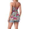image:imageIWOLLENCE Womens Tube Tops Flowy Pleated Strapless Top Long Sleeveless Bandeau Tanks Cute Beach Coverups SummerFp Coloful Flower