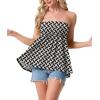 image:imageIWOLLENCE Womens Tube Tops Flowy Pleated Strapless Top Long Sleeveless Bandeau Tanks Cute Beach Coverups SummerFp Khaki Black Rectangle