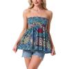 image:imageIWOLLENCE Womens Tube Tops Flowy Pleated Strapless Top Long Sleeveless Bandeau Tanks Cute Beach Coverups SummerFp Multicolor Patchwork