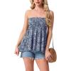 image:imageIWOLLENCE Womens Tube Tops Flowy Pleated Strapless Top Long Sleeveless Bandeau Tanks Cute Beach Coverups SummerFp Navy Flower