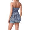 image:imageIWOLLENCE Womens Tube Tops Flowy Pleated Strapless Top Long Sleeveless Bandeau Tanks Cute Beach Coverups SummerFp Navy Flower