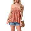 image:imageIWOLLENCE Womens Tube Tops Flowy Pleated Strapless Top Long Sleeveless Bandeau Tanks Cute Beach Coverups SummerFp Orange Floral