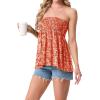 image:imageIWOLLENCE Womens Tube Tops Flowy Pleated Strapless Top Long Sleeveless Bandeau Tanks Cute Beach Coverups SummerFp Orange Floral