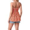 image:imageIWOLLENCE Womens Tube Tops Flowy Pleated Strapless Top Long Sleeveless Bandeau Tanks Cute Beach Coverups SummerFp Orange Floral