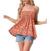 image:imageIWOLLENCE Womens Tube Tops Flowy Pleated Strapless Top Long Sleeveless Bandeau Tanks Cute Beach Coverups SummerFp Orange Floral