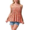 image:imageIWOLLENCE Womens Tube Tops Flowy Pleated Strapless Top Long Sleeveless Bandeau Tanks Cute Beach Coverups SummerFp Orange Floral