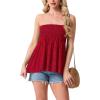 image:imageIWOLLENCE Womens Tube Tops Flowy Pleated Strapless Top Long Sleeveless Bandeau Tanks Cute Beach Coverups SummerFp Red Paisley