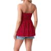 image:imageIWOLLENCE Womens Tube Tops Flowy Pleated Strapless Top Long Sleeveless Bandeau Tanks Cute Beach Coverups SummerFp Red Paisley