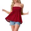 image:imageIWOLLENCE Womens Tube Tops Flowy Pleated Strapless Top Long Sleeveless Bandeau Tanks Cute Beach Coverups SummerFp Red Paisley