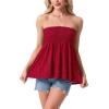 image:imageIWOLLENCE Womens Tube Tops Flowy Pleated Strapless Top Long Sleeveless Bandeau Tanks Cute Beach Coverups SummerFp Red Paisley