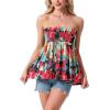 image:imageIWOLLENCE Womens Tube Tops Flowy Pleated Strapless Top Long Sleeveless Bandeau Tanks Cute Beach Coverups SummerFp White Ink Red