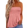 image:imageIWOLLENCE Womens Tube Tops Flowy Pleated Strapless Top Long Sleeveless Bandeau Tanks Cute Beach Coverups SummerC Coral