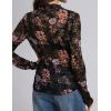 image:imageIWOLLENCE Womens Sexy Lace Long Sleeve Mock Neck Tops Trendy Floral See Through Blouse Western Sheer Mesh ShirtsFblack Dahlia