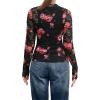 image:imageIWOLLENCE Womens Sexy Lace Long Sleeve Mock Neck Tops Trendy Floral See Through Blouse Western Sheer Mesh ShirtsHblack Pink Rose