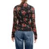 image:imageIWOLLENCE Womens Sexy Lace Long Sleeve Mock Neck Tops Trendy Floral See Through Blouse Western Sheer Mesh ShirtsIblack Dot Rose