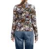 image:imageIWOLLENCE Womens Sexy Lace Long Sleeve Mock Neck Tops Trendy Floral See Through Blouse Western Sheer Mesh ShirtsMeshblack Colorful Flower