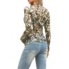image:imageIWOLLENCE Womens Sexy Lace Long Sleeve Mock Neck Tops Trendy Floral See Through Blouse Western Sheer Mesh ShirtsMeshcamo Leaf
