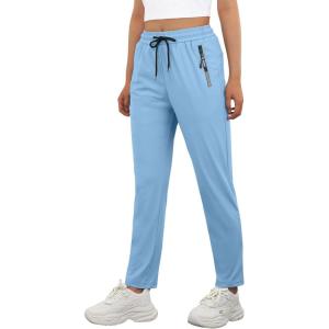 image:imageIWOLLENCE Womens Active Stretch Pants Quick Dry Breathable Athletic Comfy Fit Hiking Pant with Zipper PocketsCblue
