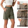image:imageIWOLLENCE Womens 7 Hiking Shorts Stretch Lightweight Quick Dry Athletic Comfy Summer Long Shorts with 2 Zipper PocketsCarmy Green