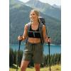 image:imageIWOLLENCE Womens 7 Hiking Shorts Stretch Lightweight Quick Dry Athletic Comfy Summer Long Shorts with 2 Zipper PocketsCarmy Green