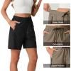 image:imageIWOLLENCE Womens 7 Hiking Shorts Stretch Lightweight Quick Dry Athletic Comfy Summer Long Shorts with 2 Zipper PocketsCblack