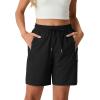 image:imageIWOLLENCE Womens 7 Hiking Shorts Stretch Lightweight Quick Dry Athletic Comfy Summer Long Shorts with 2 Zipper PocketsCblack