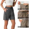 image:imageIWOLLENCE Womens 7 Hiking Shorts Stretch Lightweight Quick Dry Athletic Comfy Summer Long Shorts with 2 Zipper PocketsCdark Grey