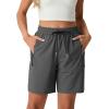 image:imageIWOLLENCE Womens 7 Hiking Shorts Stretch Lightweight Quick Dry Athletic Comfy Summer Long Shorts with 2 Zipper PocketsCdark Grey