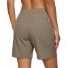 image:imageIWOLLENCE Womens 7 Hiking Shorts Stretch Lightweight Quick Dry Athletic Comfy Summer Long Shorts with 2 Zipper PocketsCdark Khaki