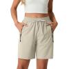 image:imageIWOLLENCE Womens 7 Hiking Shorts Stretch Lightweight Quick Dry Athletic Comfy Summer Long Shorts with 2 Zipper PocketsCkhaki