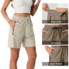 image:imageIWOLLENCE Womens 7 Hiking Shorts Stretch Lightweight Quick Dry Athletic Comfy Summer Long Shorts with 2 Zipper PocketsCkhaki