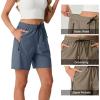 image:imageIWOLLENCE Womens 7 Hiking Shorts Stretch Lightweight Quick Dry Athletic Comfy Summer Long Shorts with 2 Zipper PocketsCnavy Blue