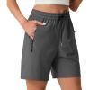 image:imageIWOLLENCE Womens 7 Hiking Shorts Stretch Lightweight Quick Dry Athletic Comfy Summer Long Shorts with 2 Zipper PocketsCdark Grey