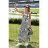 image:imageIWOLLENCE Womens Loose Checkered Overalls Wide Straight Leg Jumpers and Rompers Y2K Sleeveless Jumpsuits with PocketsCkblack White