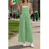 image:imageIWOLLENCE Womens Loose Checkered Overalls Wide Straight Leg Jumpers and Rompers Y2K Sleeveless Jumpsuits with PocketsCkgreen White