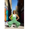 image:imageIWOLLENCE Womens Loose Checkered Overalls Wide Straight Leg Jumpers and Rompers Y2K Sleeveless Jumpsuits with PocketsCkgreen White