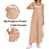 image:imageIWOLLENCE Womens Loose Checkered Overalls Wide Straight Leg Jumpers and Rompers Y2K Sleeveless Jumpsuits with PocketsCkorange White